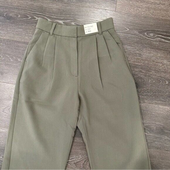 A&F Abercrombie & Fitch Sloane Tailored Pant Ultra High Wide Leg Olive Sz 26 - Picture 5 of 10